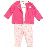 Carter's Elephant 3PC Cardigan Pants Layette Set PINK MULTI 9 Mo