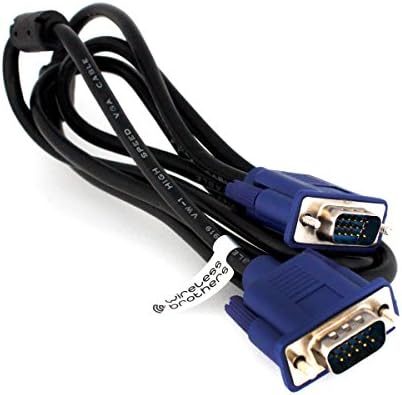 VGA to VGA Monitor Cable - Connectors HD15 Male to Male 5 Feet - By Wireless Brothers