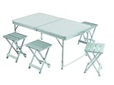 Grand Canyon KOFFERTISCH - Table camping pliante - 4 tabourets inclus - Argent - 130 x 60 x 64 cm