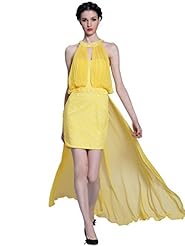 Chiffon Sheath Halter Cocktail Crystal Jacquard Pleated Mini Dress 