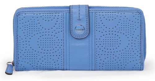 Coach Signature Stripe Perforated Accordion Zip With Tab Wallet F48794 (SV/Sky)