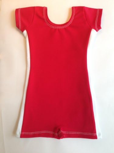 Bella Sophia Leotard, Short Sleeve (Red with White Stripes, 6)