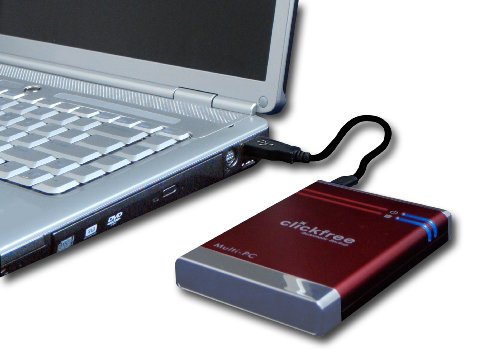 Clickfree Automatic Backup 250 GB USB 2.0 Portable External Hard Drive HD225 (Cherry Red)