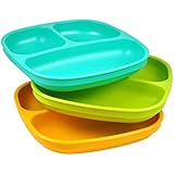 Re-Play Divided Plates, Aqua, Green, Sunny Yellow, 3-Count