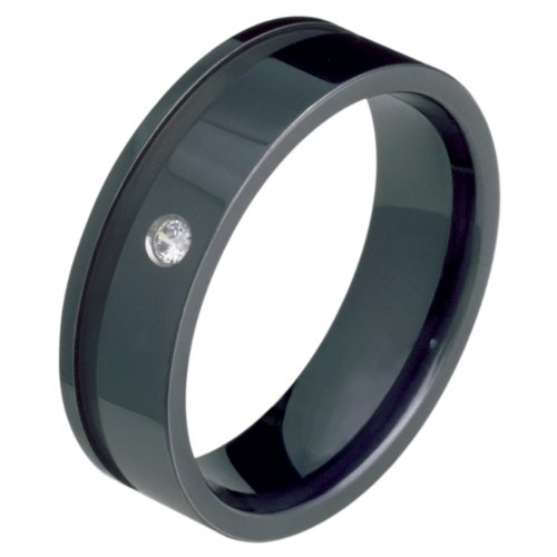 Amira - Keen Black Titanium Wedding Band for Him and/or Her
