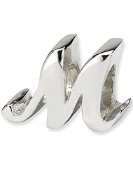 Reflection Beads Silver Letter M Script Alphabet Bead