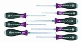 Wiha 53398 Screwdriver Set, Slotted And Phillips, Heavy Duty MicroFinish Handle, 8 Piece by Wiha