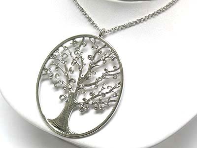 Crystal Studded Big Tree Pendant Necklace Fashion Jewelry