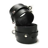 KinkLab Bondage Basics Leather Wrist Cuffs, Black