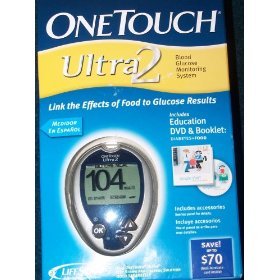 ONE TOUCH ULTRA 2 BLOOD MONITORING SYSTEM - COMPLETE KIT! Includes : dvd & booklet & Meter,, Lancing Devise< 10 Lancets, Case, Logbook< batteries< Clea Cap for testing on forearm or palm
