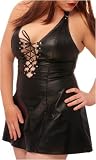 FREE SHIPPING! Plus Size Leather Dress with Front Lace-Up Detail in Black 1x 2x 3x