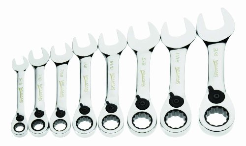 JH Williams WS-1168RCS 8-Piece Stubby Reversible Ratcheting Combination Wrench Set On Sale