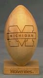 Michigan Wolverines Split Large Laser Engraved Solid Maple Wood Football by Gridworks