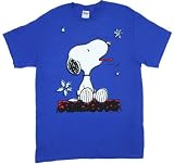 Peanuts Snoopy Catching Snowflakes with His Tongue Men's Tee, Royal Blue