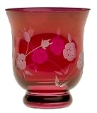 Royal Albert Rosa Tall Decorated Glass Votive, Ruby