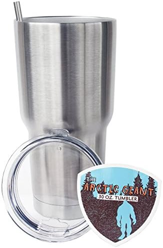 The Arctic Giant - 30 oz Vacuum Insulated Stainless Steel Tumbler + Stainless Steel Drinking Straw