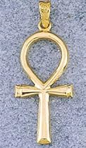 18k Gold Ankh Pendant, 2-sided