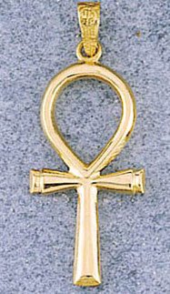 18k Gold Egyptian Ankh Pendant  2 sided