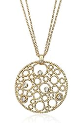 Riccova "Retro" Cubic Zirconia Circle Bubbles Medallion Necklace, 16"+2'' Extender