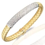 18 Kt Beautiful Handwoven Diamond Pave Bangle Bracelet
