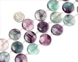 20mm coin gemstone fluorite beads 15 pcs