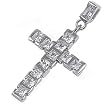 Sterling Silver Pendant - Embedded Clear Cubic Zirconia - Cross - 30mm Height