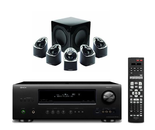 Denon AVR-1612 5.1 Channel A/V Home Theater Receiver and a Mirage MX 5.1 Home Theater System