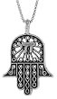 Sterling Silver Oxidized  Hamsa  Pendant