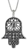 Sterling Silver Oxidized Hamsa Pendant