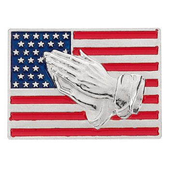 14k White Gold USA Flag Lapel Pin