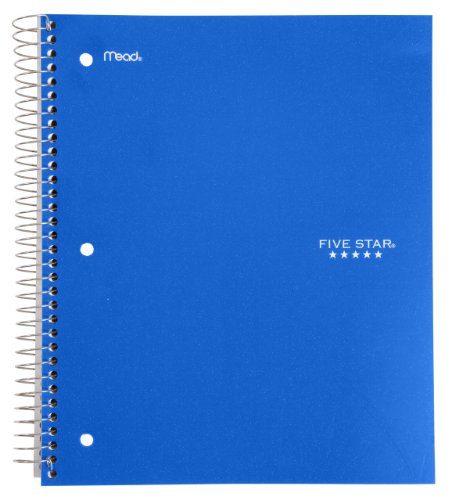 Five Star Wirebound Notebook, 5-Subject, 200-Count, Wide Rule, Royal Blue (72047)