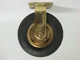 Rigid brass caster, 8 diameter black pneumatic wheel with ball bearing. 350 pound load capacity.