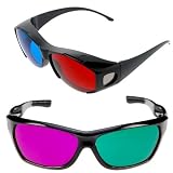 GTMax 3D Red/Cyan Glasses-Black Cover Style +3D Magenta/Green Glasses-Anaglyph style for watching 3D Movies - The Nightmare Before Christmas / Ice Age: A Mammoth Christmas Special & Playing Games on TV/Monitor Flat Screens