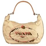 Prada Camel Nylon & Leather Stencil Logo Hobo Bag