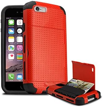 iPhone 6s and 6 Case, Smuggler Pocket Stash Case RED for iPhone 6s and 6 with Dual Layer and TPU Shock Absorb Designed Cushion and Wallet Stand with Pocket