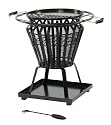Signa Round Fire Pit with Grill - Press steel firepit has large 380mm diameter cooking area & comes complete with poker.