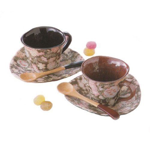 コーヒーカップソーサー(スプーン付)　ペアセット　加賀友禅　【箱入り】　ギフト　結婚祝い　引出物　内祝い　美濃焼