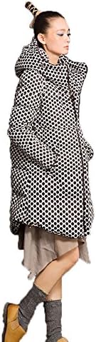 Sant Fe Women's Fashion Plus Size Thick Warm Down Jacket Dot Hooded Jacket (XXL, Black)
