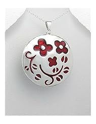 Flower Colored Enamel Pendant Necklace In 92.5 Sterling Silver