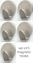 Brushed Nickel 5 MAGNETIC CLIP hooks hanger bathroom