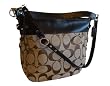 Coach Khaki Signature Brown Convertable Large Zoe Hobo Handbag 14709
