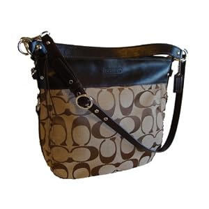 Coach Khaki Signature Brown Convertable Large Zoe Hobo Handbag 14709