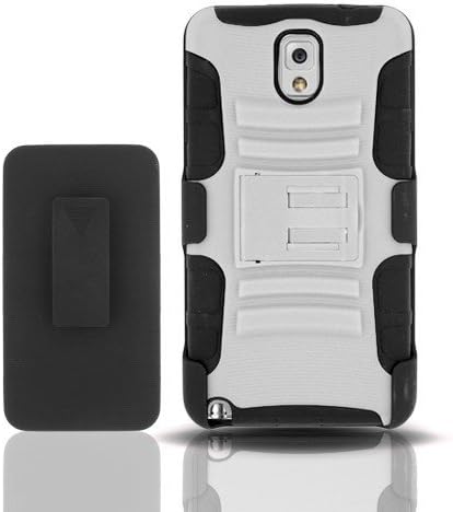 Samsung Galaxy Note 3 Case, By Crazycov Side Stand Cover Case with Holster (white)