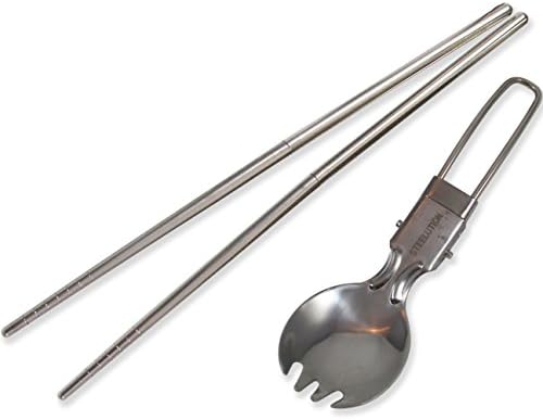 STEELUTION: All Stainless Break-Down Travel Spoon and Chopsticks. Lightweight and ships with no plastic packaging. (Single)