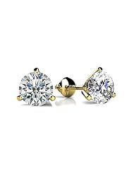 0.24 ct. tw Round Cut Diamond Studs in Three Prong Mounting - F-G VS2 - 18 Kt. Yellow Gold