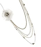 G by GUESS Chiffon Flower Station Necklace, SILVER