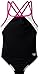 Speedo Girl's Swimsuit One Piece Solid Cross Back Multi Straps,Black/Pink,12