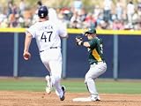 Oakland Athletics v San Diego Padres, PEORIA, AZ - MARCH 06: Cliff Pennington and Ryan Ludwick Photographic Poster Print by Christian Petersen, 12x16