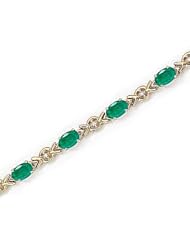 10kt Yellow Gold Oval Emerald and Diamond Bracelet