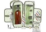 Picnic Time Estate Riviera Single Bottle Deluxe Wine Tote w/ Wine Service For 2 (Sage Green)